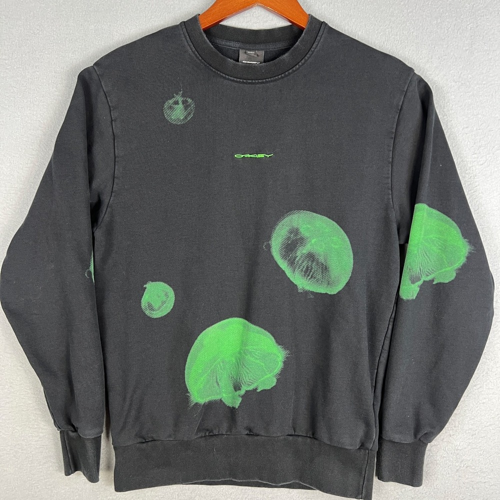 Oakley Medusa Sweatshirt Mens S Black Green Jellyfish Crewneck Streetwear Skate